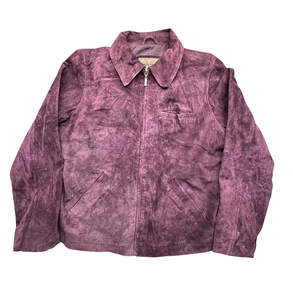 Vintage Brandon Thomas Suede Leather Jacket Womens Medium Purple Lined
